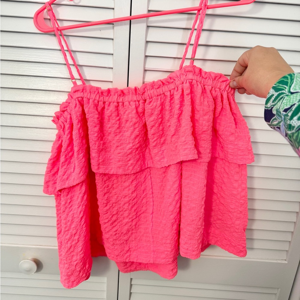 Lilly Pulitzer Coral/Pink Ruffled Tank Top - Picture 3 of 6